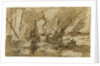 Galleys in a Mediterranean harbour by Italian School