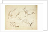 Sketches of two stern views of ships also of an anchor and rigging by Oswald Walter Brierly