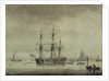A merchant ship at anchor by unknown