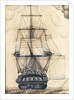 Study of the stern gallery of a vessel, also showing the rigging and sails by unknown