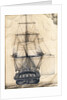 Study of the stern gallery of a vessel, also showing the rigging and sails by unknown