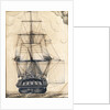 Study of the stern gallery of a vessel, also showing the rigging and sails by unknown