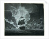 Fleet with a ship on fire by Robert Cleveley
