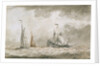 A dismasted Dutch man of war by Charles Gore