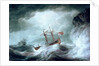 A storm, with an anchored ship in distress off rocky coast by Nicholas Pocock