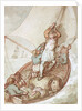 Hoisting sail in a boat by Thomas Rowlandson