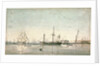 HMS 'Imperieuse'? refitting in the inner harbour of Port Mahon by Robert Hood by Robert Hood
