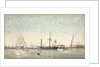 HMS 'Imperieuse'? refitting in the inner harbour of Port Mahon by Robert Hood by Robert Hood