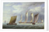 A lugger with other small craft in a fresh breeze by William Joy