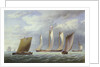A lugger with other small craft in a fresh breeze by William Joy