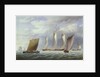 A lugger with other small craft in a fresh breeze by William Joy
