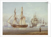 Action with English frigate in foreground. Clio - Light air by William Joy