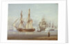 Action with English frigate in foreground. Clio - Light air by William Joy