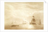 Shipping becalmed off a port by moonlight by John Christian Schetky