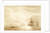 Shipping becalmed off a port by moonlight by John Christian Schetky