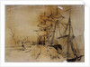 Fishing vessels tied up at a promenade by Wenstad Holst