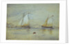 Two sailing craft off a shore by Lady Emily Frances Phipps Hornby