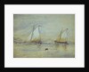 Two sailing craft off a shore by Lady Emily Frances Phipps Hornby