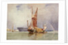 Hay barge and men of war on the Medway, 1833 by Edward William Cooke