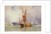 Hay barge and men of war on the Medway, 1833 by Edward William Cooke
