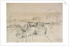 Annotated drawing of Greenwich Pier with a view of the Hospital buildings by Thomas Bush Hardy