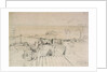 Annotated drawing of Greenwich Pier with a view of the Hospital buildings by Thomas Bush Hardy