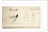 Two views of yacht and profiles of bow and stern by Willem Van de Velde the Younger