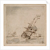An English flagship scudding in a heavy sea by Willem Van de Velde the Younger