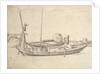 Weyschuits made fast to some stakes, on which boots are drying by Willem van de Velde the Elder