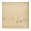 A weyschuit underway with the Dutch fleet at anchor by Willem Van de Velde the Younger