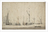 Three galjoots underway and another at anchor by Willem Van de Velde the Younger