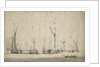 Three galjoots underway and another at anchor by Willem Van de Velde the Younger