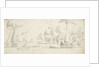 Ships and yachts saluting as barges pull away by Willem van de Velde the Elder