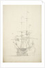 A Dutch ship bending sails by Willem Van de Velde the Younger