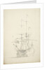 A Dutch ship bending sails by Willem Van de Velde the Younger