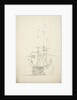 A Dutch ship bending sails by Willem Van de Velde the Younger