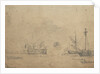 The launch of an English three-decker by Willem Van de Velde the Younger