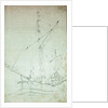 A dogger at anchor by Willem Van de Velde the Younger