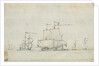 A flagship close-hauled on the starboard tack by Willem Van de Velde the Younger