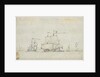 A flagship close-hauled on the starboard tack by Willem Van de Velde the Younger