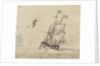 A Dutch flagship with the wind on the quarter by Willem Van de Velde the Younger