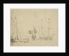 A boeier at a pier and a Dutch ship at anchor by Willem Van de Velde the Younger