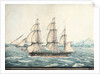 Florentia Captn Wimble. Passing through Telleberry Roads Feby 1st 1825 Coast of Malabar by Neve