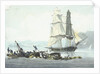 HMS sloop 'Speedy' falling in with the wreck of 'Queen Charlotte', 21 March 1800 at Leghorn by unknown