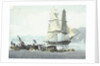 HMS sloop 'Speedy' falling in with the wreck of 'Queen Charlotte', 21 March 1800 at Leghorn by unknown