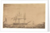 HMS 'Barham' dropping out of Sheerness Harbour, 7th February 1836 by Francis Byron