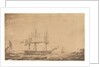 HMS 'Barham' dropping out of Sheerness Harbour, 7th February 1836 by Francis Byron
