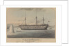 HMS 'Cambridge' Gunnery ship at Devonport, firing a torpedo by H. M. Currie & Son (publishers)