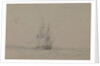 HMS 'Hazard', 20 September 1841, flying a yellow quarantine flag, with notes by Oswald Walter Brierly