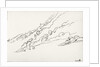 Sketch of hilly wooded landscape (on reverse and inverted) by John Brett